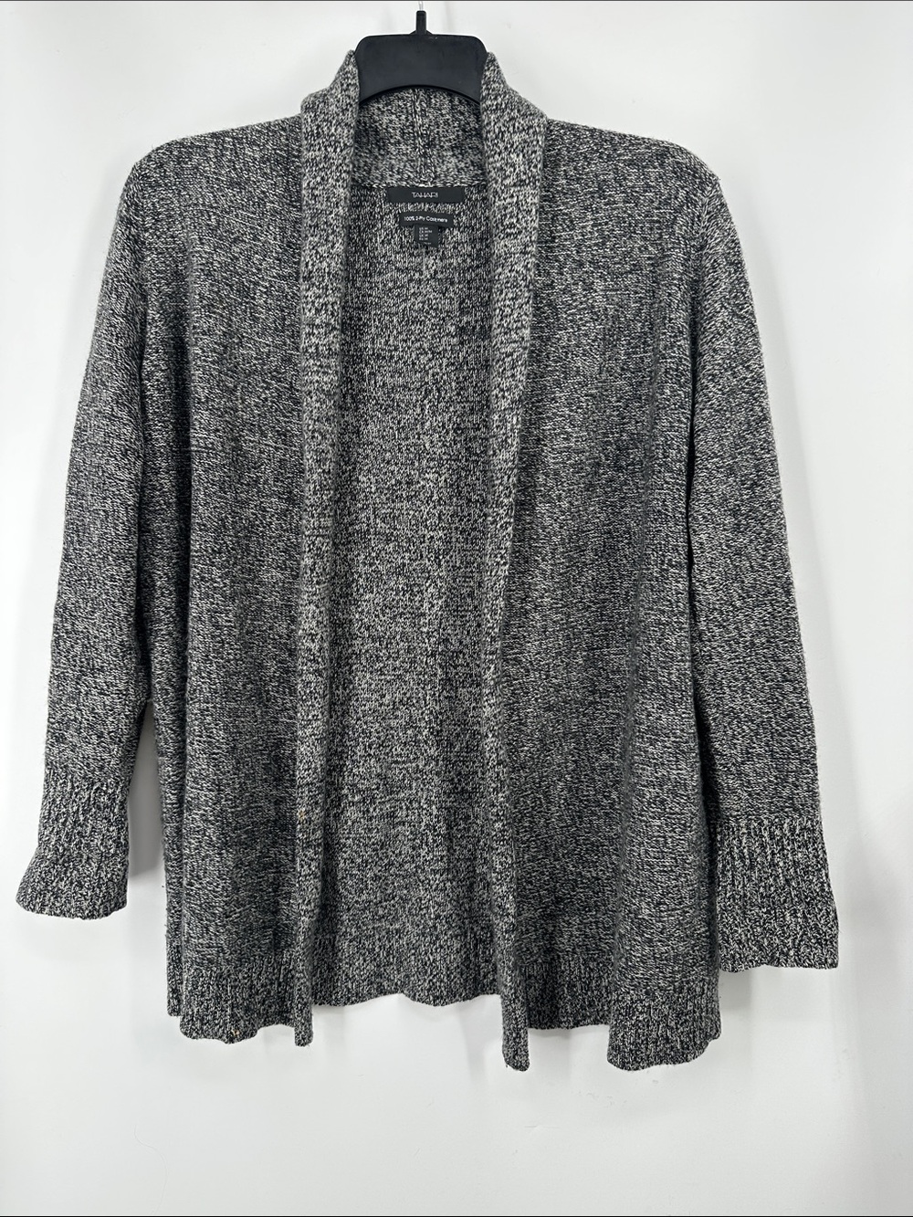 Tahari 2ply Cashmere Open-Front Cardigan Sweater - Gray